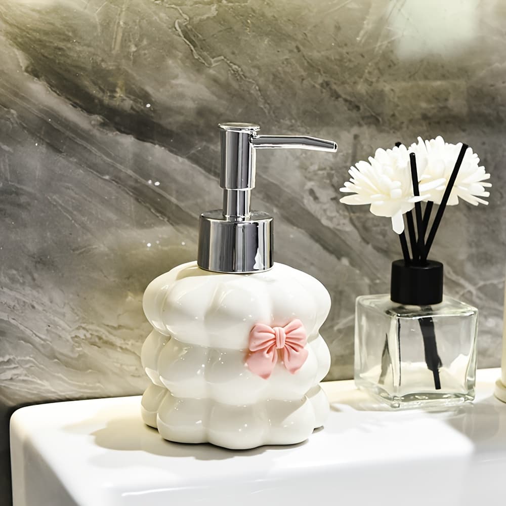 TEMU 1pc Ceramic Soap Dispenser, Countertop Lotion Sub-packaging Bottle, Bathroom Lotion Liquid Soap Dispenser, Refillable Empty Bottle For Shampoo Hand 8.45oz