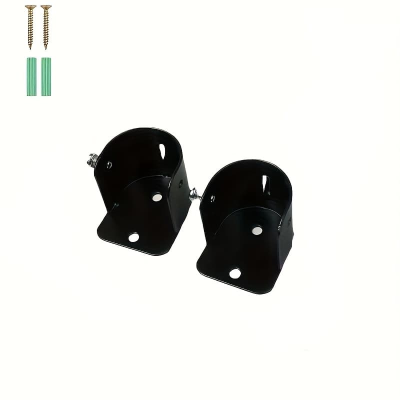 TEMU 2pcs Of Metal Curtain Rod Bracket Curtain Rod Hook Curtain Bracket With 2 Screws -bearing