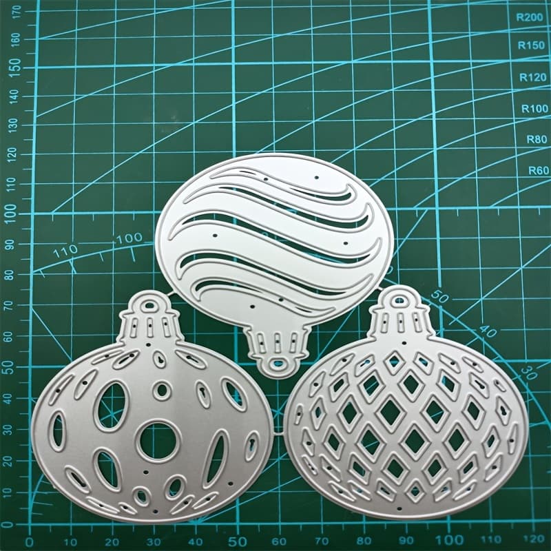 TEMU Suitable For Diy 3pcs Christmas Ball Card Making Metal Cutting Die Cut Carbon Steel Embodying Template