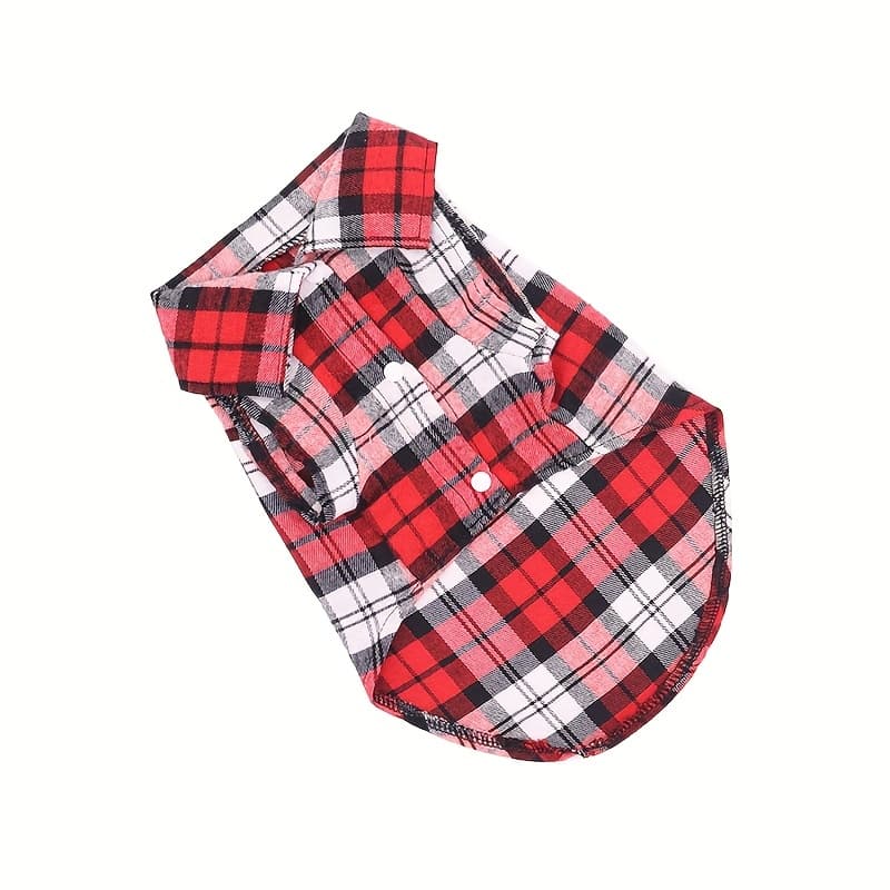 TEMU Pet Apparel Checkered Shirt Checkered Top Puppy Teddy Poodle Schnauzer Clothes Wholesale