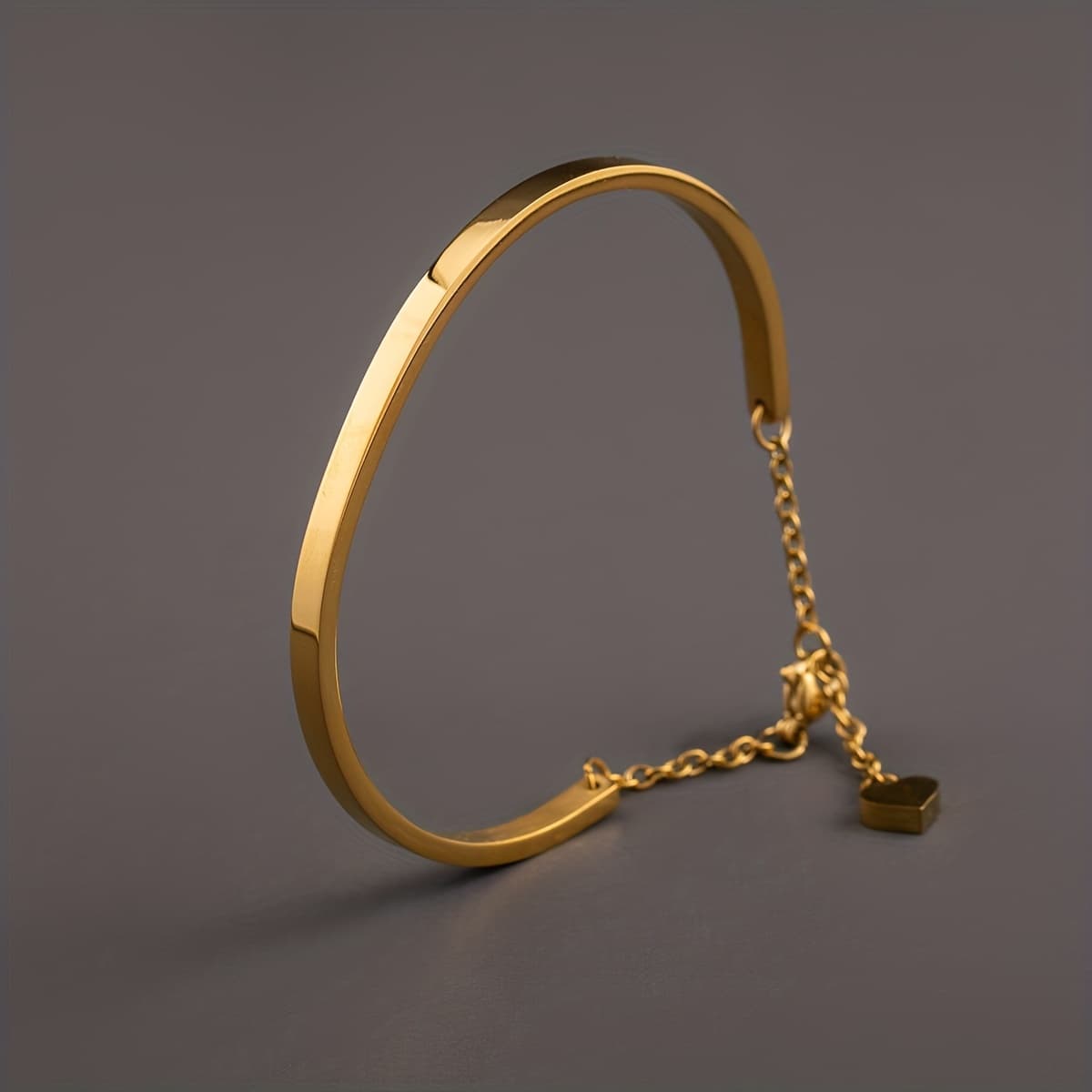 TEMU A Simple, Casual, And Fashionable 304 Stainless -shaped Pendant With A 18k Golden Plated-plated Chain Bangle Bangle Bracelet For Men, Women, And Couples For Daily Wear