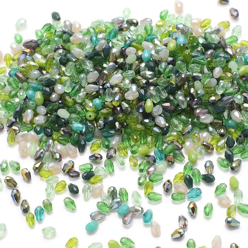 TEMU 98pcs 3*5mm Water Drop Gradient Color Medium Hole Crystal Glass Beads For Jewelry Making Diy Earrings Bracelet Necklace Handmade Craft Supplies