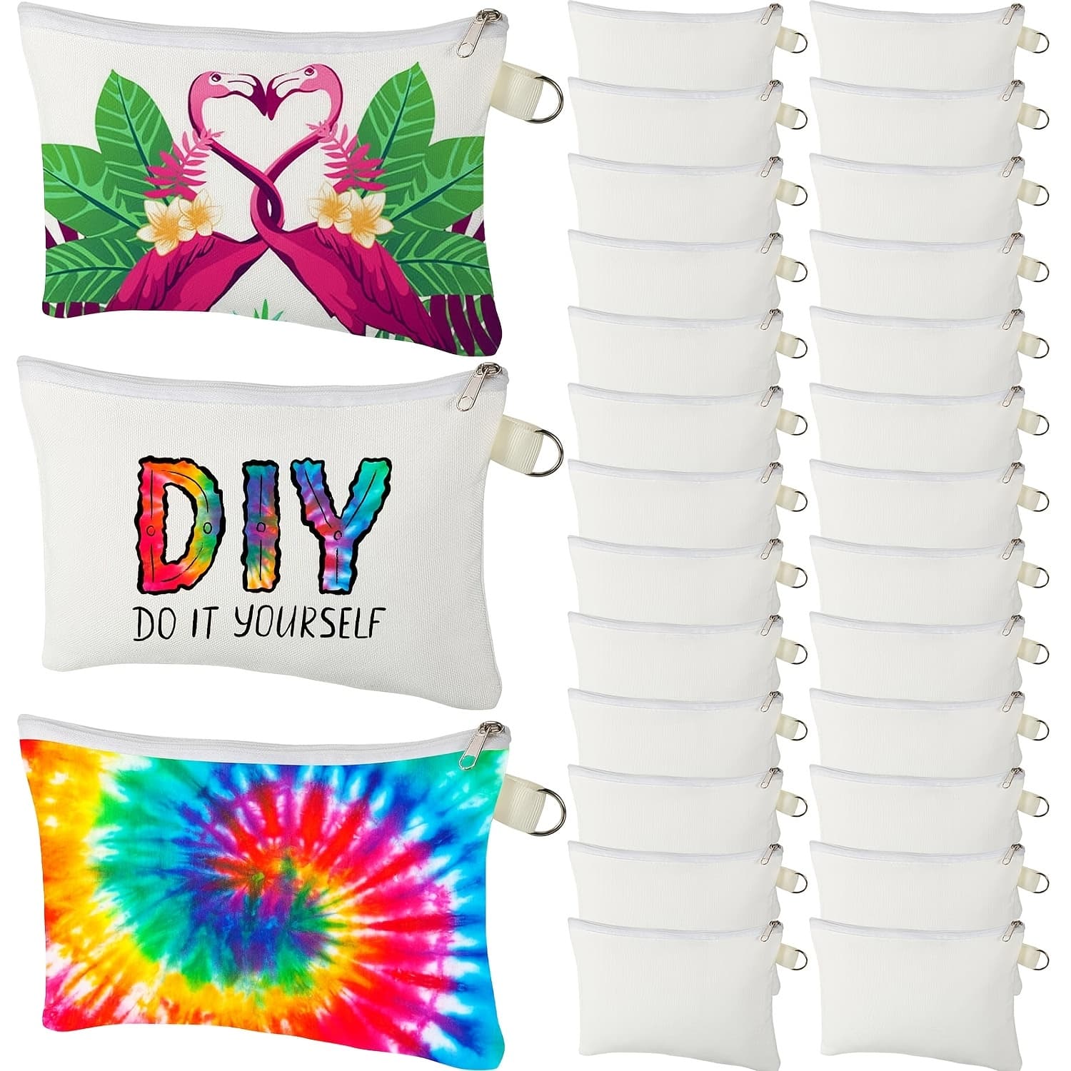 TEMU 10-pack Diy Sublimation Canvas Bags With Zipper, Heat Transfer Blank Pouches For Jewelry, Makeup, Pencil Storage, Uncharged Fabric Craft Bags, Perfect Valentine's Gift Idea