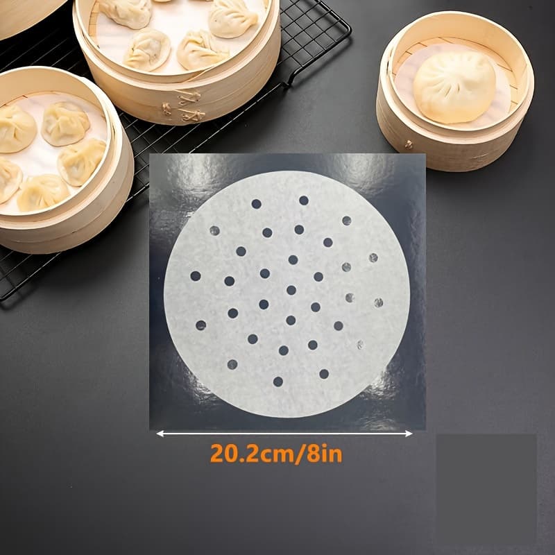 TEMU 100pcs Bamboo Steamer Liners, Round Air Fryer Liners Parchment Paper Sheets, Small Steam Paper For Buns Dumplings