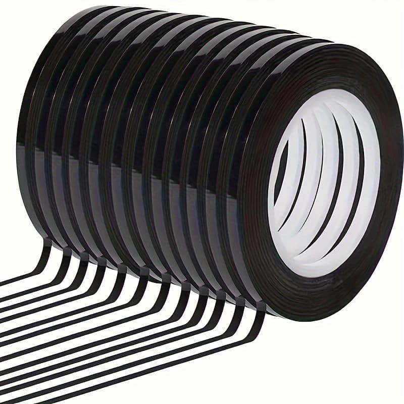 TEMU Whiteboard Tape, Pack Of 6, Black, 3mm*66m Thin Tape For Dry Erase Board, Whiteboard Accessories, Dry Erase Board Accessories, Striped Tape, Dry Erase Board Tape, , , Grid Tape