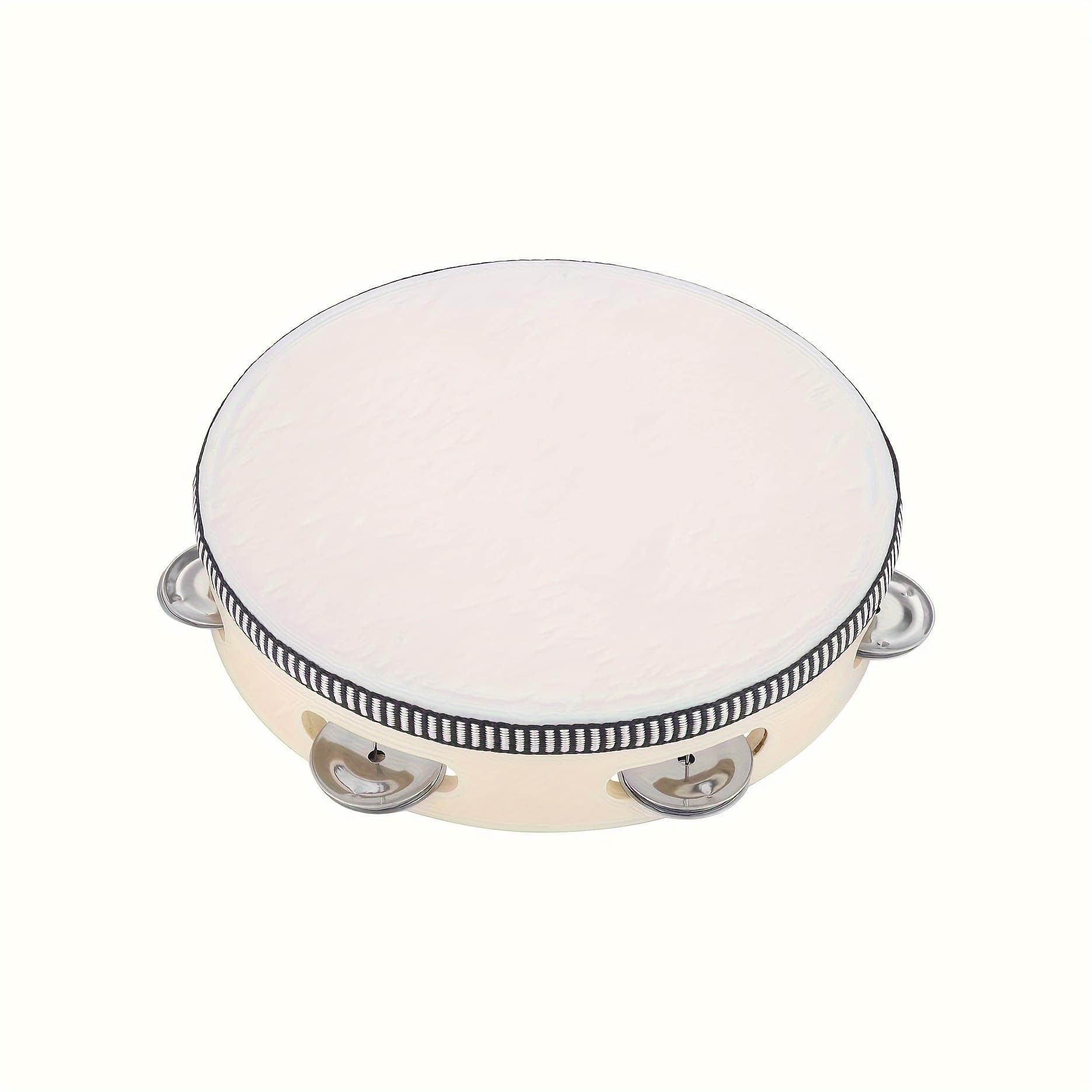 TEMU Eavnbaek 10/8-inch Drum, Handheld Drum Bell Metal Bell Percussion Instrument, Single Row Drum Music Education Instrument, Gift Game Church Ktv Party, Drum Face Diy