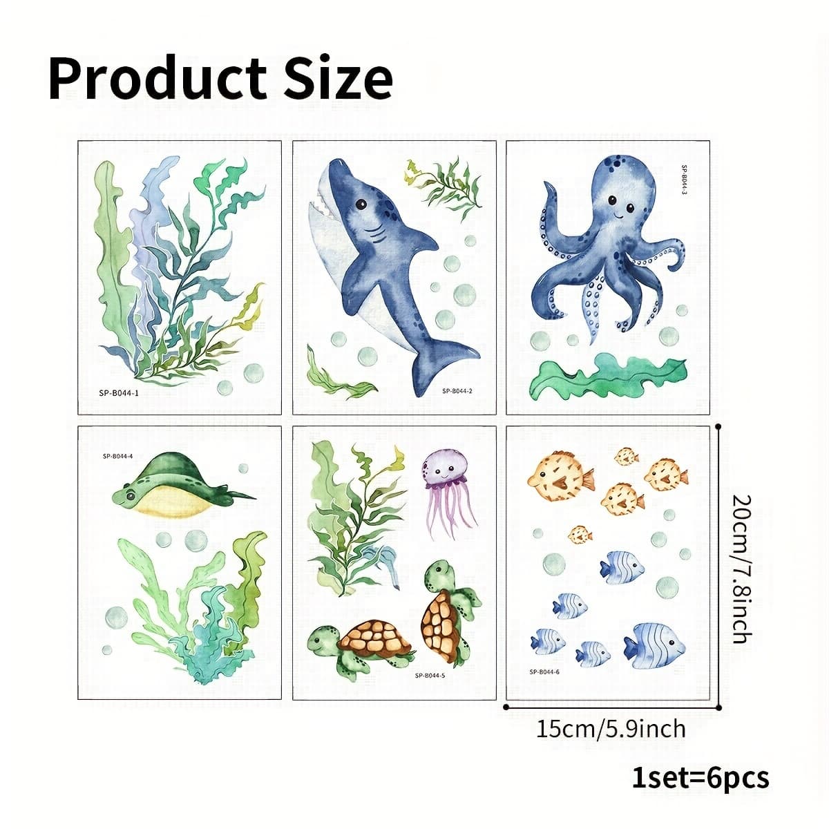 TEMU 6pcs Anti Slip Bathtub Stickers, Shark Seaweed Octopus Pattern Stickers, Bathroom Stickers, Frosted Bathtub Stickers