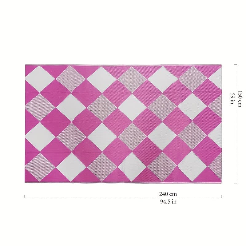 TEMU 1pc Reversible Outdoor Mat - Dual-sided, Foldable Design For Rvs, Camping, Backyard & Picnic, Easy To Clean, Lightweight Polypropylene, Use, Machine Washable, Camping Mat