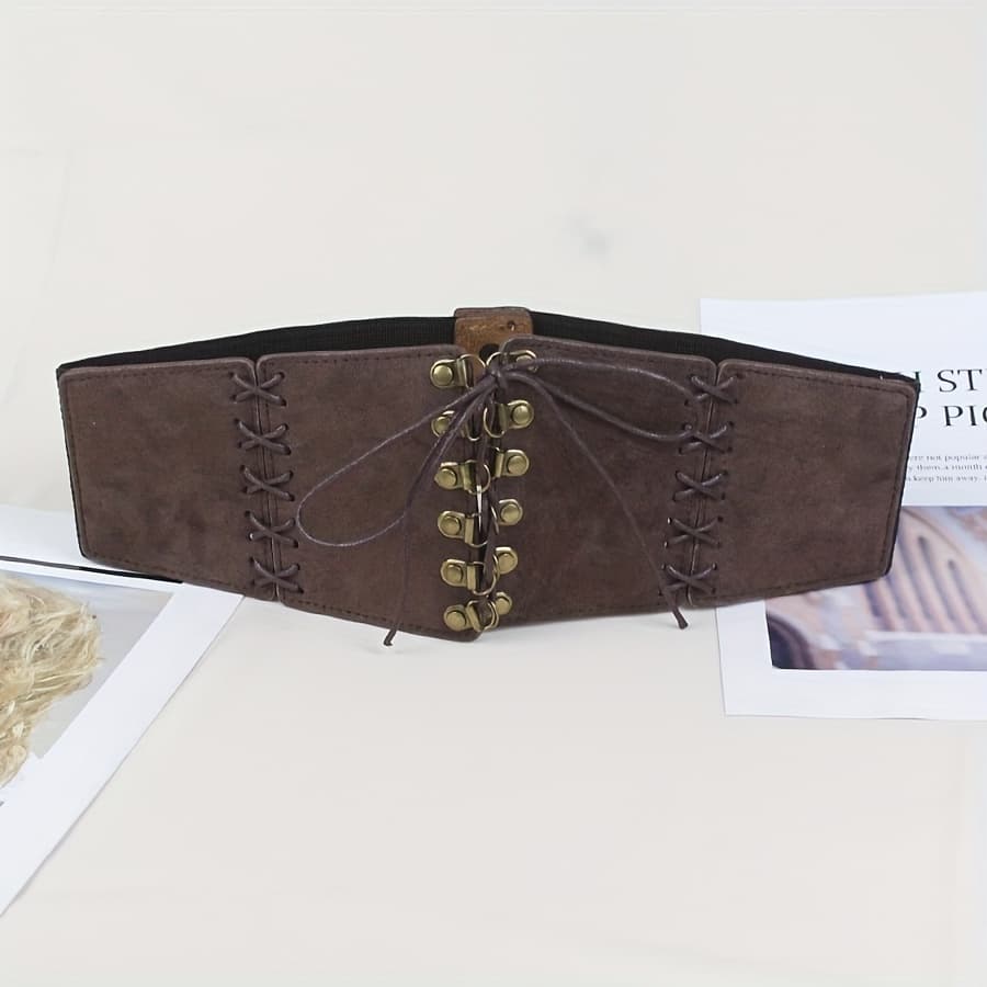 TEMU 1pc Vintage Style Elastic Waist Belt For Women, Knit Fabric, Non-washable, Versatile Fashion Waist Cincher For Dresses And Coats, Suitable For Daily Wear And Mature Occasions