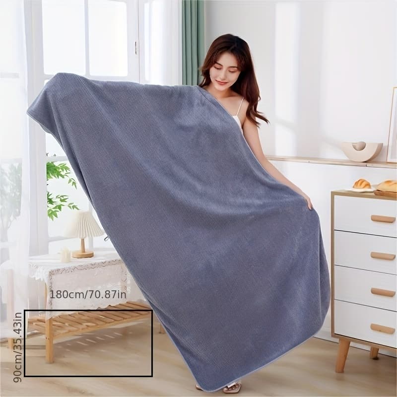 TEMU 1pc Solid Sheet, Household Solid Color Large Bath Towel, -friendly Bath Sheet, Plain Absorbent Towel For Home Bathroom, Bathroom Supplies, 35 X 70in