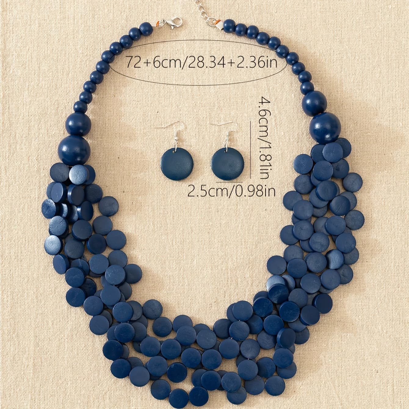 TEMU 3pcs Bohemian Style Wooden Necklace And Earrings Optional Women's Jewelry Set