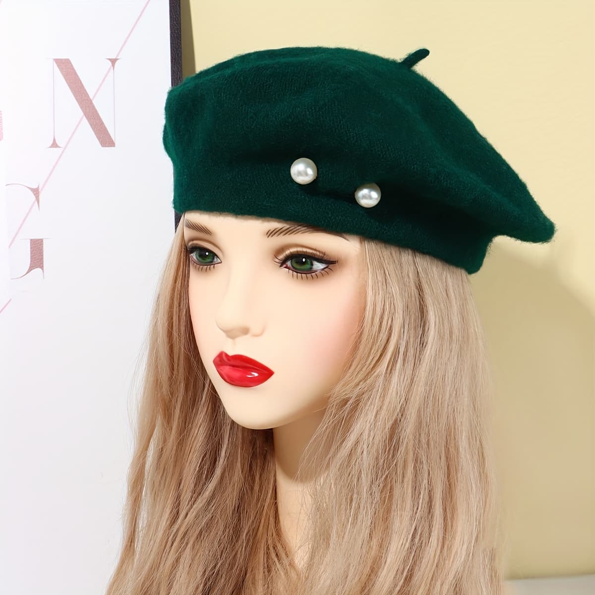 TEMU -decorated Wool Beret, New Women's Fashion Pearl Versatile Beret, Y2k Artist Painter Hat, The Best Christmas Gift For Wife And Mom