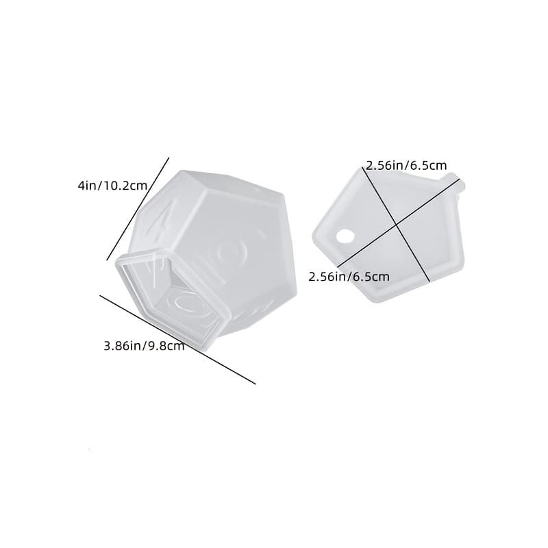 TEMU Silicone Molds For Large Dice, Featuring 2 Styles For Casting With Epoxy Resin, Including Triangular And Hexagonal D20 And D12 Molds With Numbers, As Well As Molds For Making Candles With Resin
