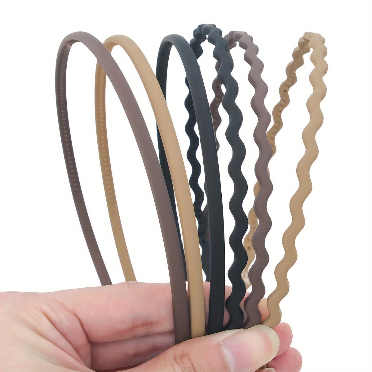 TEMU 6pcs Set Of Matte Headbands, Influencer-style Versatile Hairbands For Autumn/winter, Coffee-colored Hair Accessories For Flyaways And Styling Hair