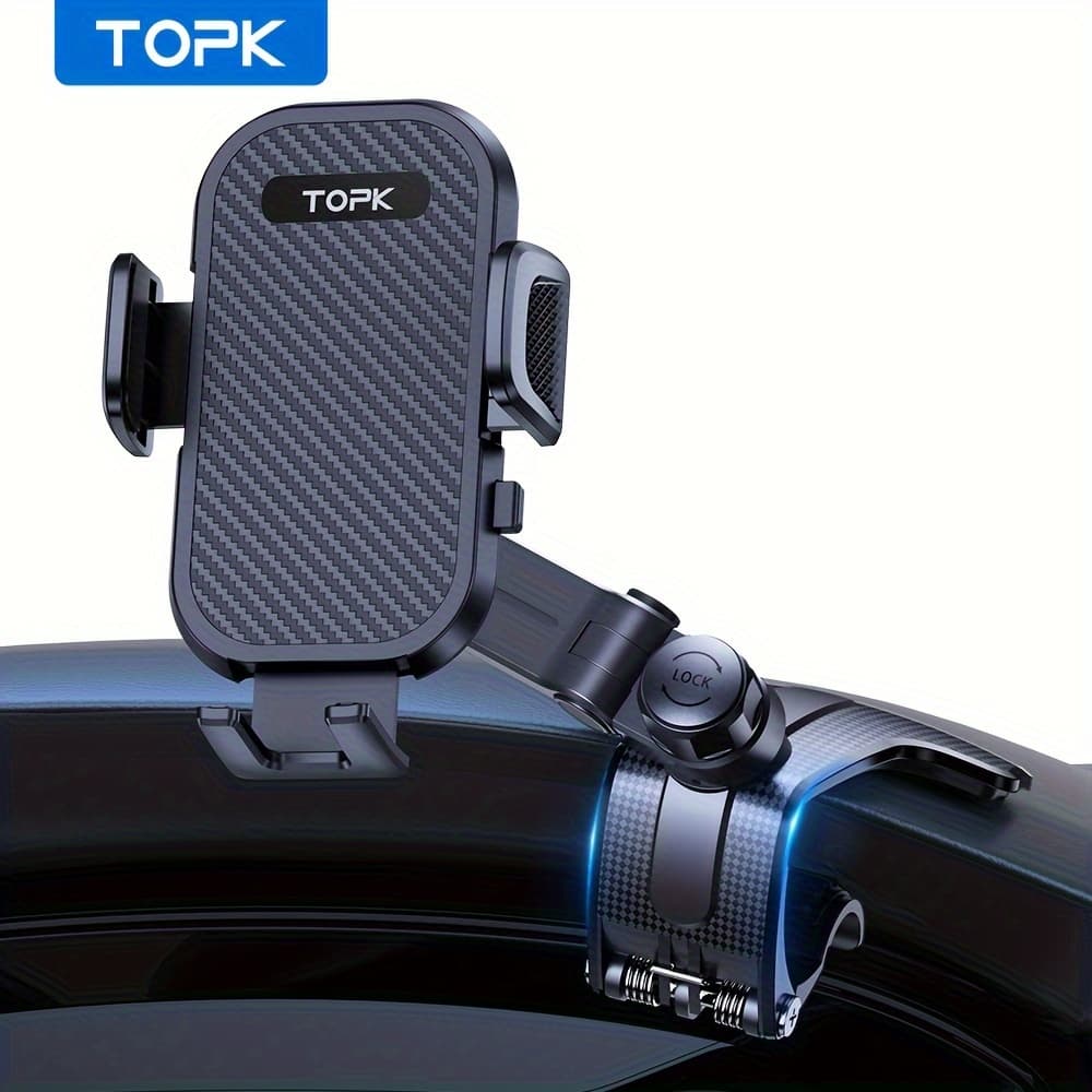 TEMU Topk D42-j 360° Adjustable Dashboard Phone Car Holder Mount With Anti-slip Silicone Clip, Smartphones & Vehicles, For , Car Phone Holder Mount, Adjustable Phone Holder, Modern Phone Mount, Design
