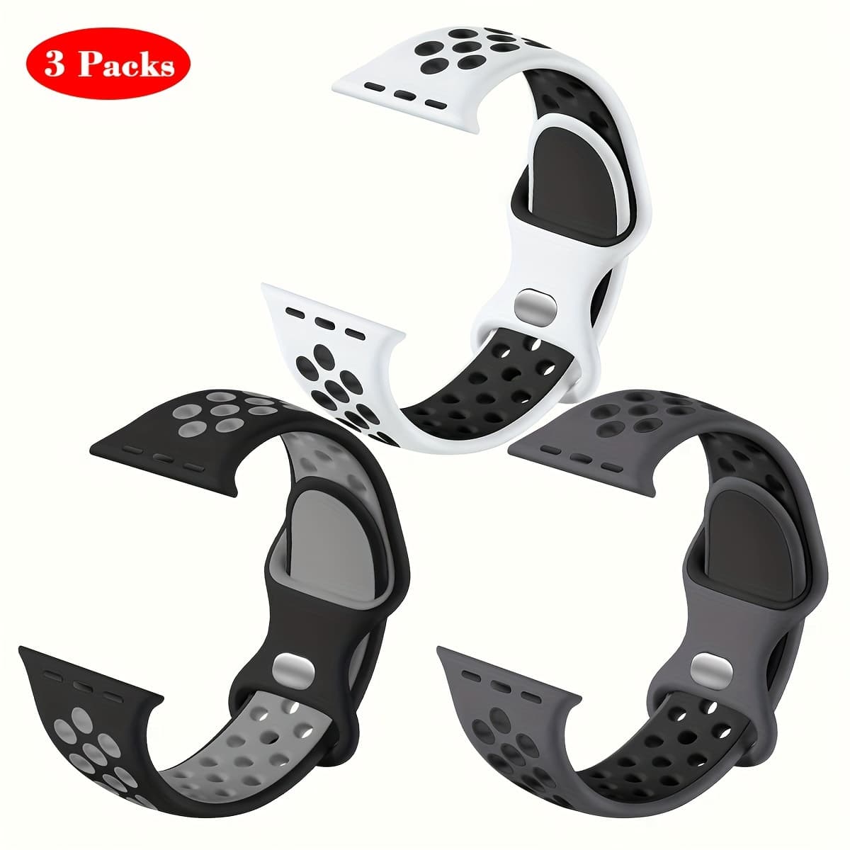 TEMU 3 Packs Soft Silicone Bands Compatible With For Iwatch 40mm 41mm 38mm 46mm 45mm 44mm 42mm 49mm For Women Men, Waterproof Bands Replacement Strap Wristbands For Series11 6 5 4 3 2 1