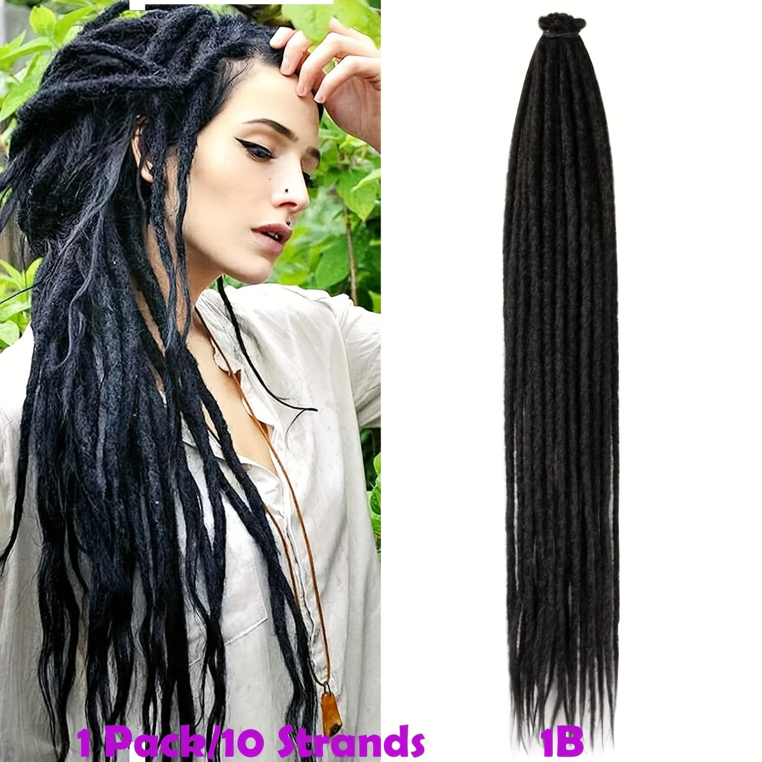 TEMU 24 Inch Synthetic Dreadlock Extensions 10 Strands Hippie Single Ended Dreads Ombre Blonde 0.6cm Width Loc Extensions Reggae Style Crochet Hair For Women