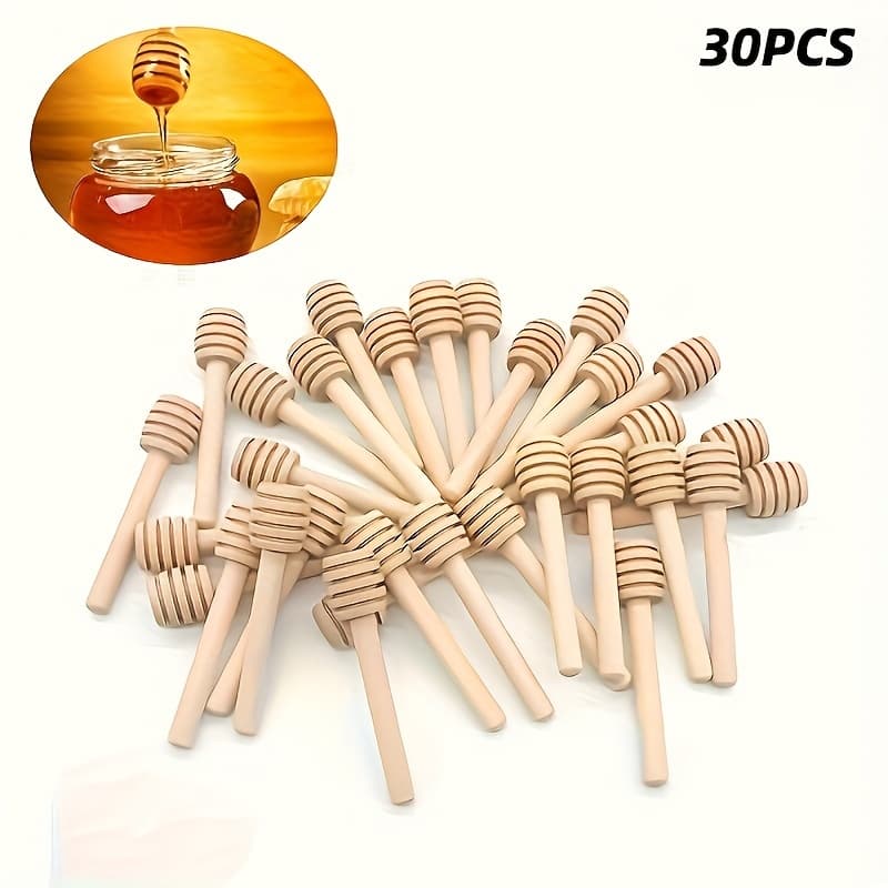 TEMU Set Of Wooden Honey Spoons With Long Handles, In Packs Of 10, 30, Or 50, Perfect For Stirring Honey , Mixing Milk Tea, Or As Dessert Utensils