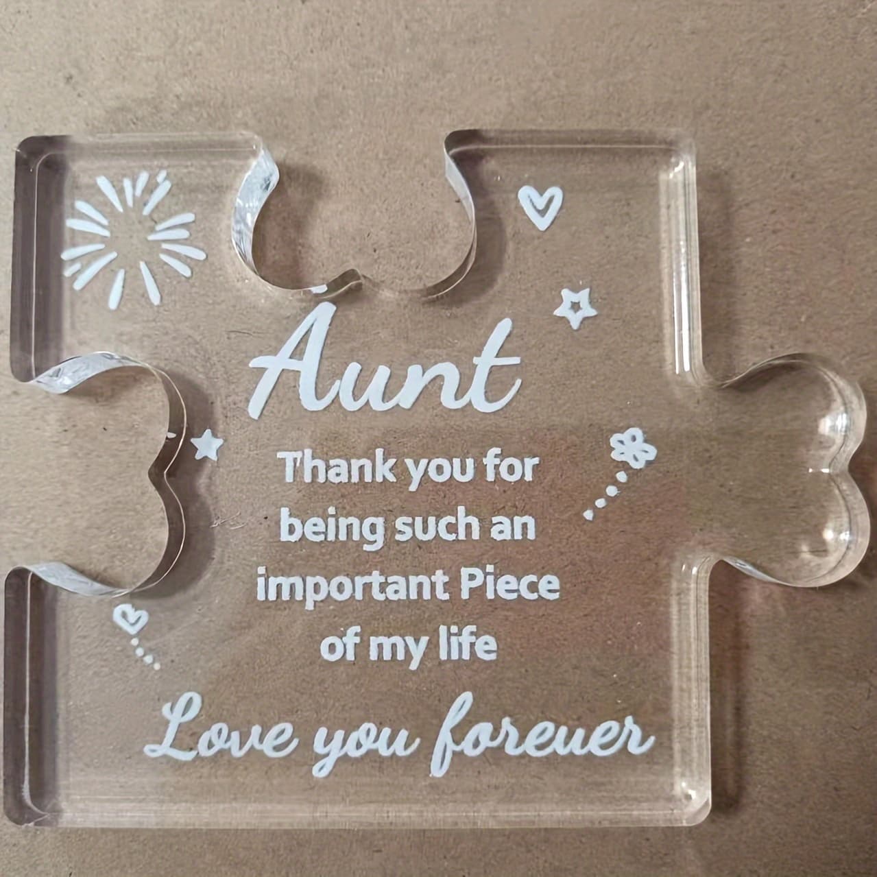 TEMU Best Aunt Ever Acrylic Puzzle Plaque - Thoughtful Gift From Niece, 3.35 X 2.76 Inch Desk Decoration, Perfect For Birthday, Christmas, Anniversary,