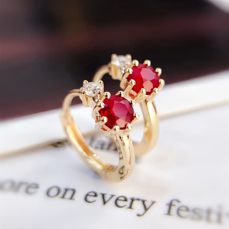 TEMU Vintage And Elegant Red Earrings, 1 Pair Of Fashion Accessories, Perfect For Birthdays, Holidays, And Special Occasions