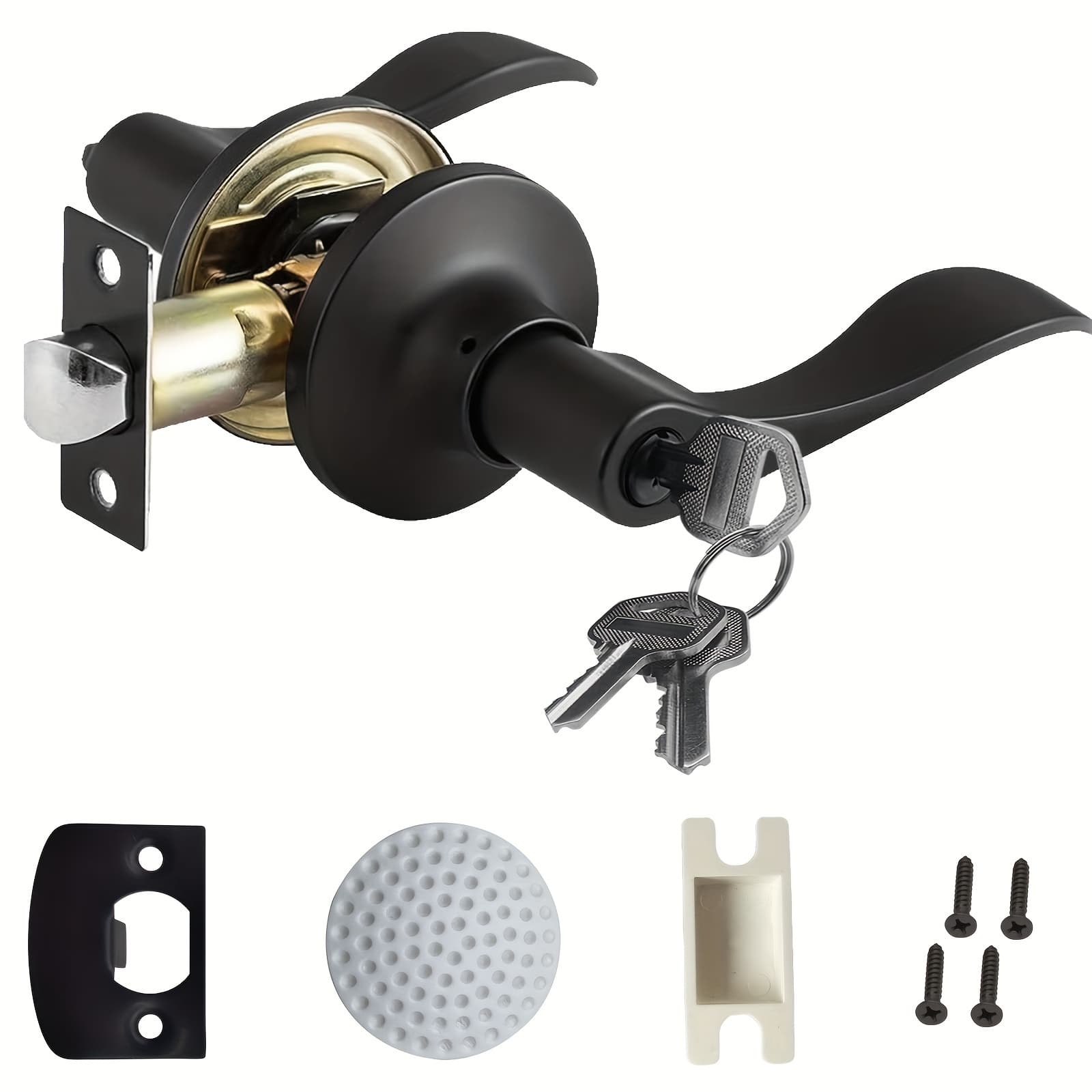 TEMU With Matte Black Door Knob, Door Lever For Bedroom, Passage Door Privacy Locking Interior/exterior Entry Door Knob/heavy Duty