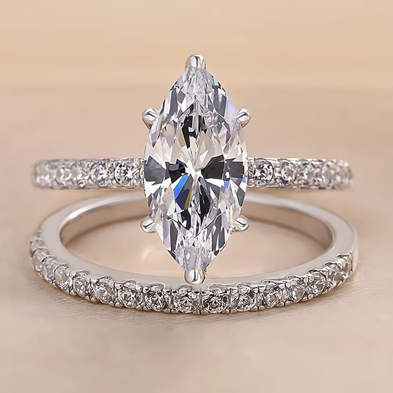TEMU 2pcs Set Of Fashionable And Luxurious Bridal Engagement And Wedding Rings For Women, Exquisite And Shiny Set, Valentine's Day Gift