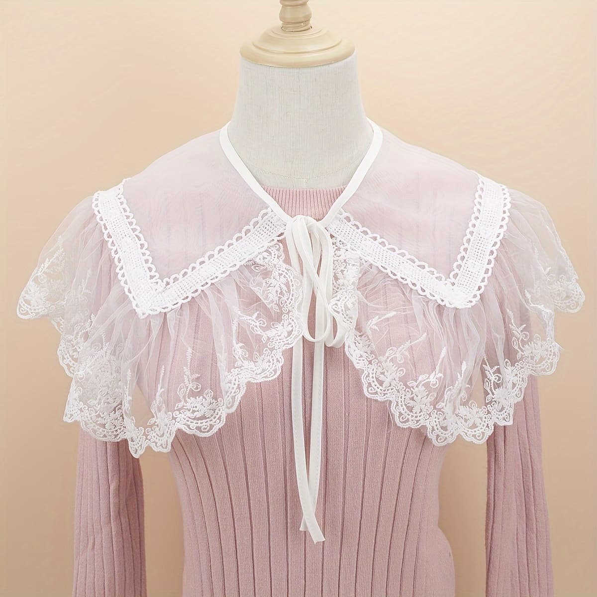 TEMU 1pc Women's Lace Sheer Collar Removable Shawl Collar Fashion Versatile Decorative Fake Collar