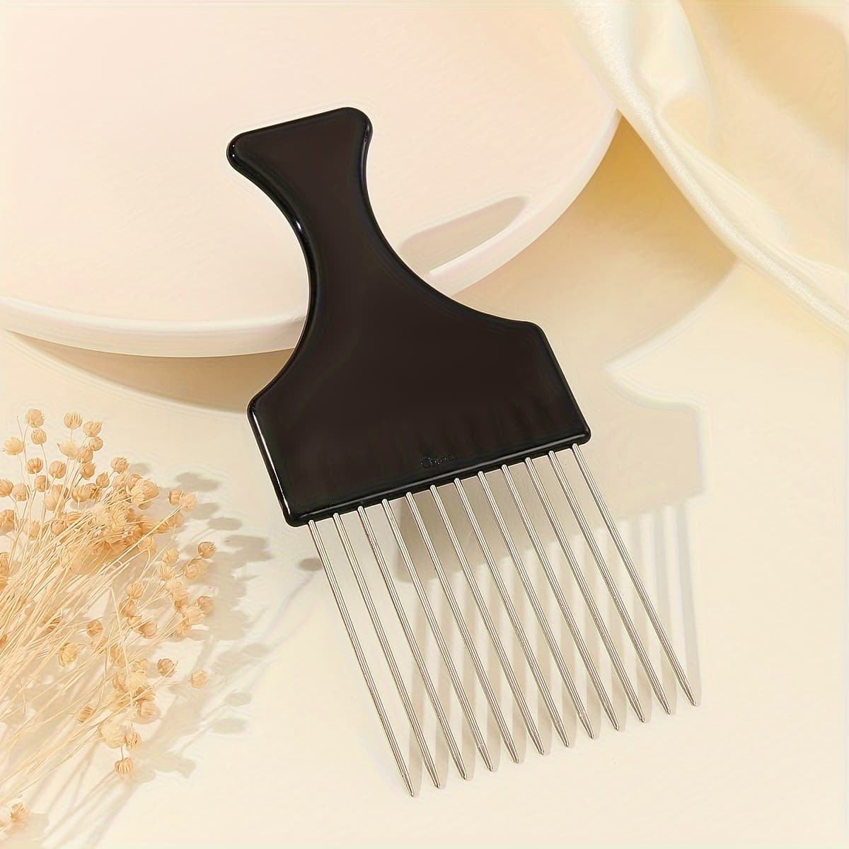 TEMU Hair Styling Tool Flat Top Styling Fork Comb Steel Needle Insert Comb Pomade Comb