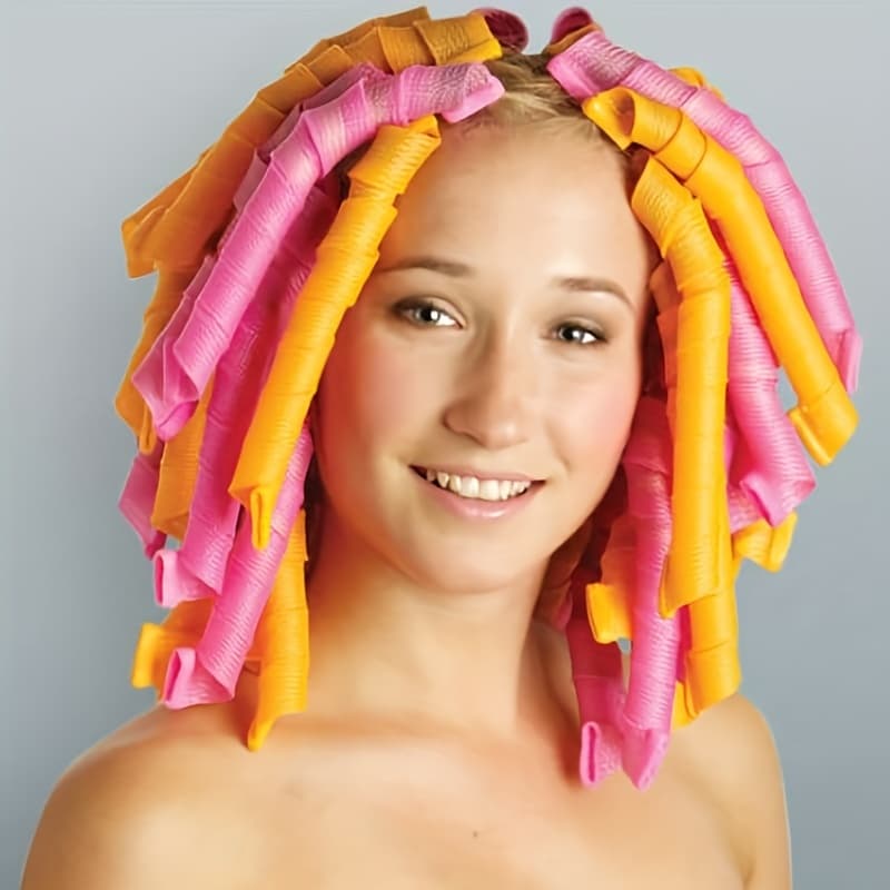 TEMU No Heat Hair Curlers Heatless Spiral Curlers With Styling Hooks Hair Rollers No Heat Damage Styling Kit For Women Kids Long Medium Hair