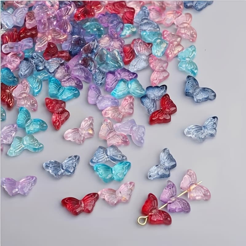 TEMU 50pcs 8*15mm Glass Jelly Color Jewelry Pendants Earrings Hairpin Making Additions