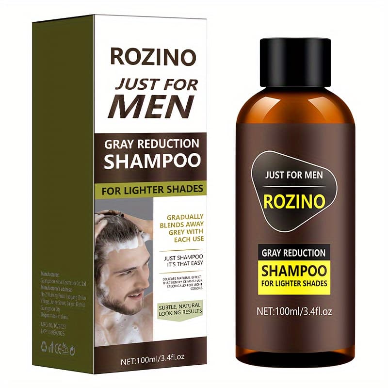 TEMU Men's Gray Reduction Shampoo For Lighter Shades, Refreshing, Non-greasy, Restore Hair Replenishing Shampoo