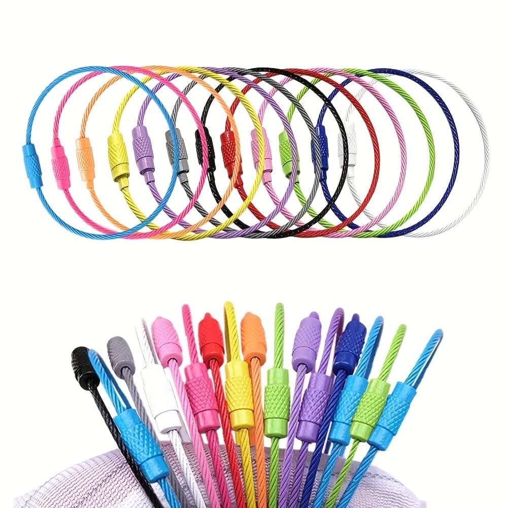 TEMU 50pcs Metal Wire Keychains - Perfect For &; Keys, Travel Luggage Tags & ,christmas,gift For New Year,valentine's Day