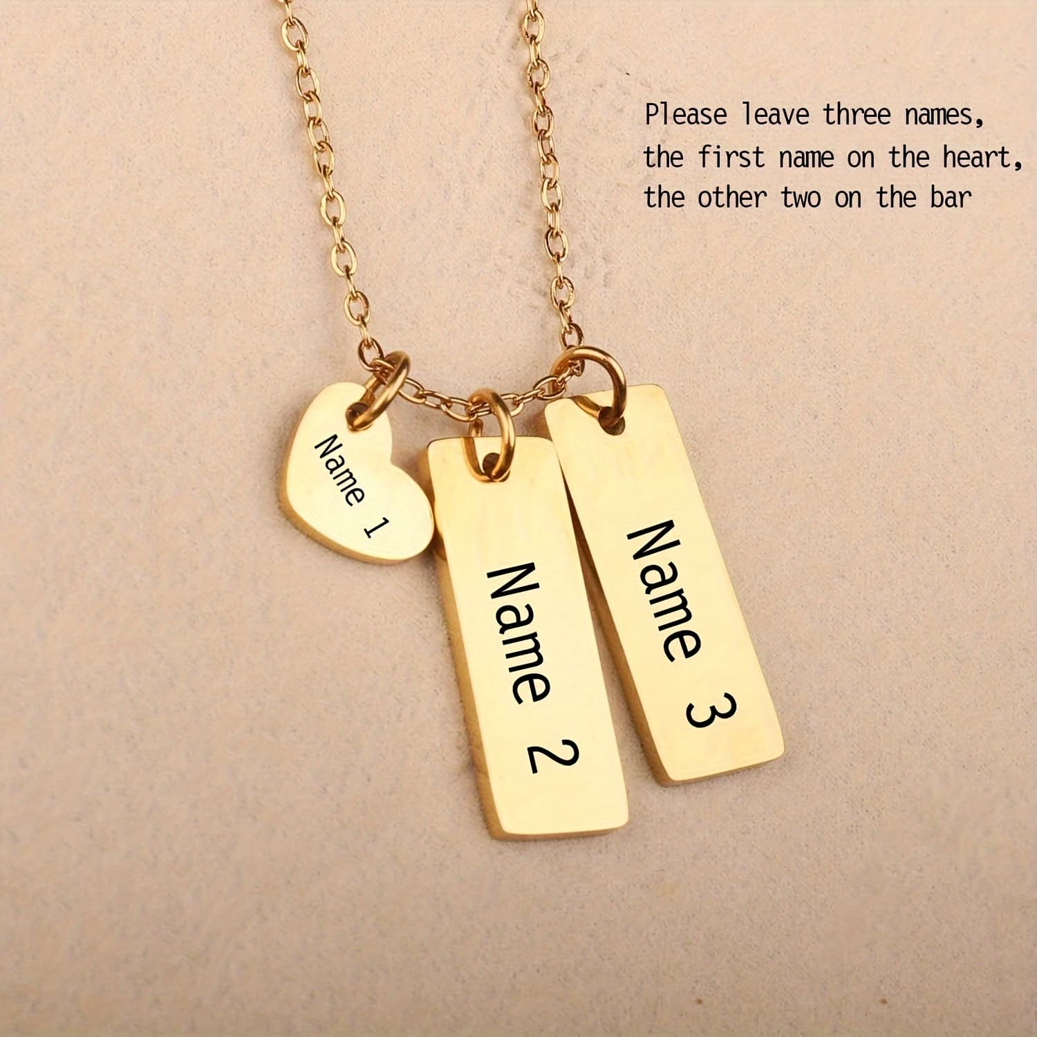 TEMU 1pc Personalized Custom 3 Name Necklace Personalized Gift For Women Mama Necklace For Mom Engraved Gift Handmade Jewelry Jewelry Family Wedding Gift For Her,memorial Gift Meaningful Gift