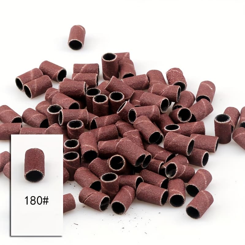 TEMU 200pcs Nail Art Sanding Bands 80# 120# 180# Grinding Sand Ring Bit For Electric Drill Machine Additions Manicure Tools