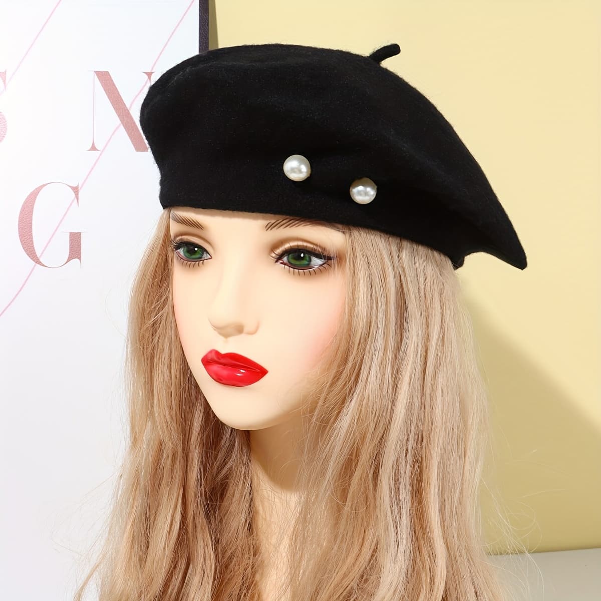 TEMU -decorated Wool Beret, New Women's Fashion Pearl Versatile Beret, Y2k Artist Painter Hat, The Best Christmas Gift For Wife And Mom