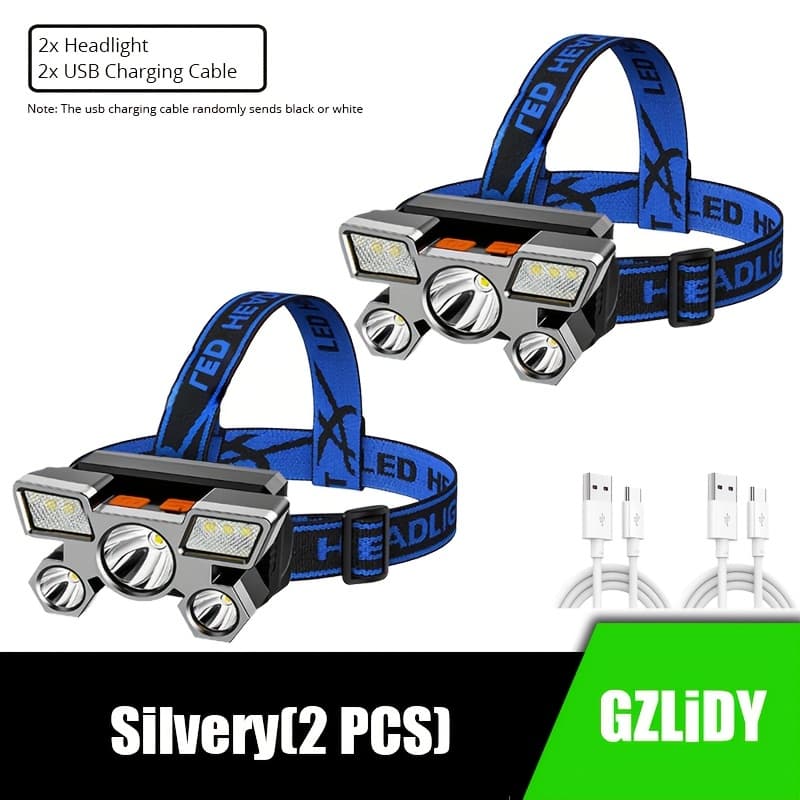 TEMU Buy 1 Get 1 Free, Total Of 2pcs Usb Rechargeable Built-in Battery Strong Headlight, Head-mounted Flashlight With 4 Gears For Outdoor Fishing, Home Decoration, Emergency Light, Ip44