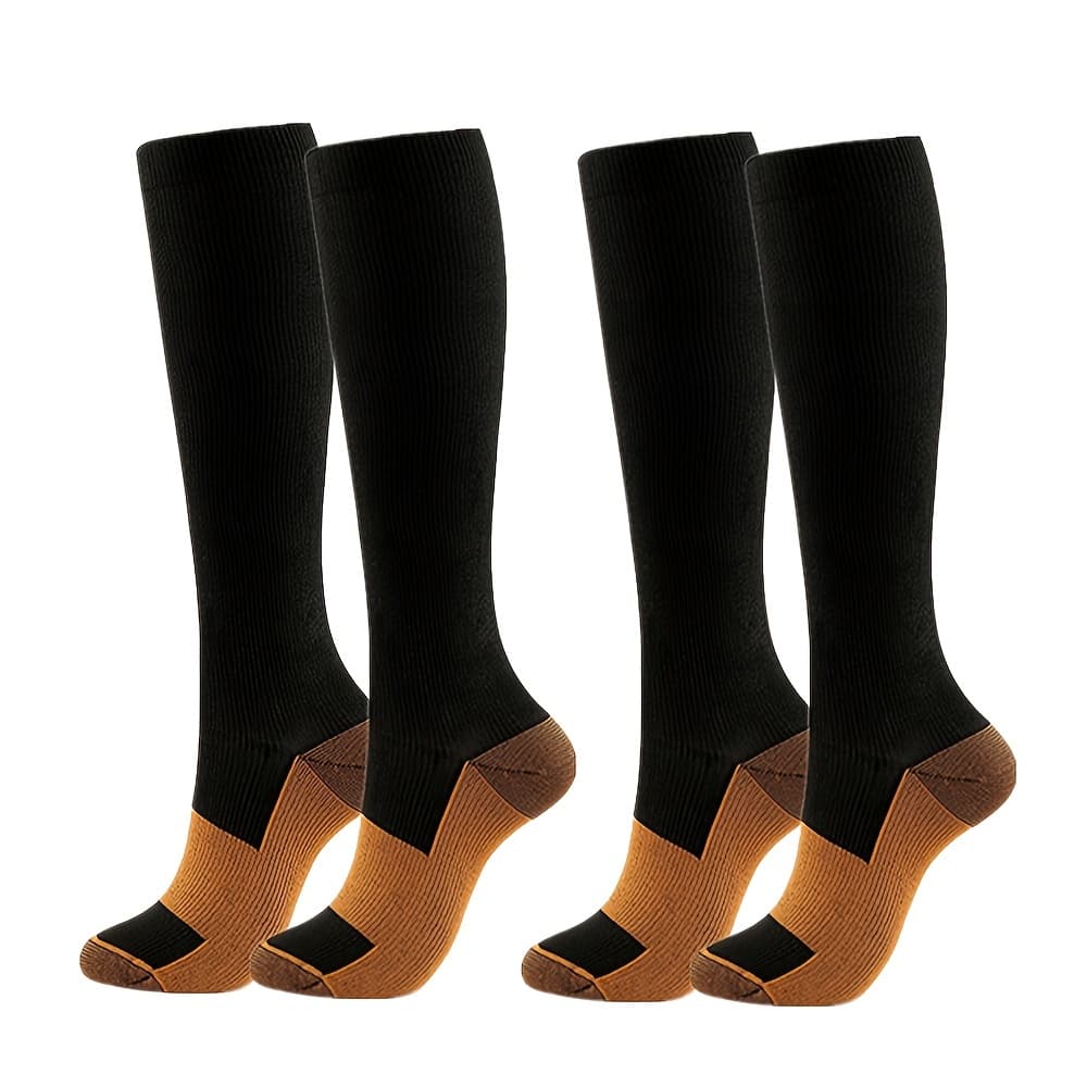 TEMU /pack Unisex Knee-length Breathable Nylon Compression Socks For Men And Women, Professional Outdoor Sports Compression Pressure Socks