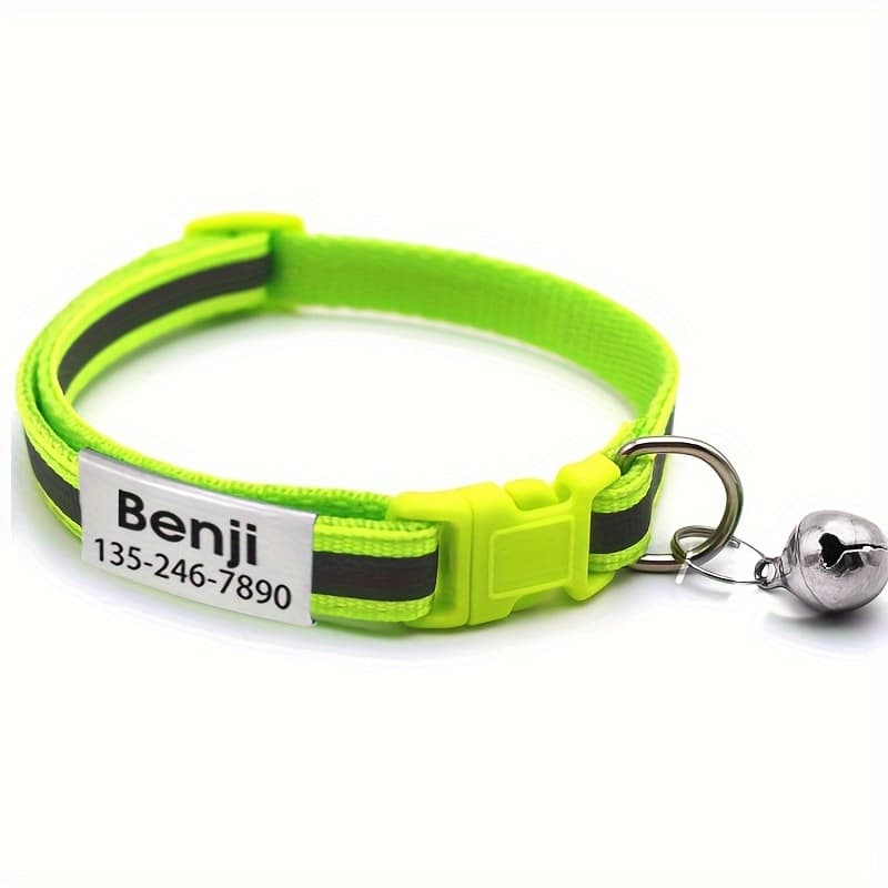 TEMU Customized Reflective Cat Collars , Pet Kitten Collar With Pet Pendant, Custom Engraved Cat Id Tag Pendant - Perfect Gift For Your Pet!