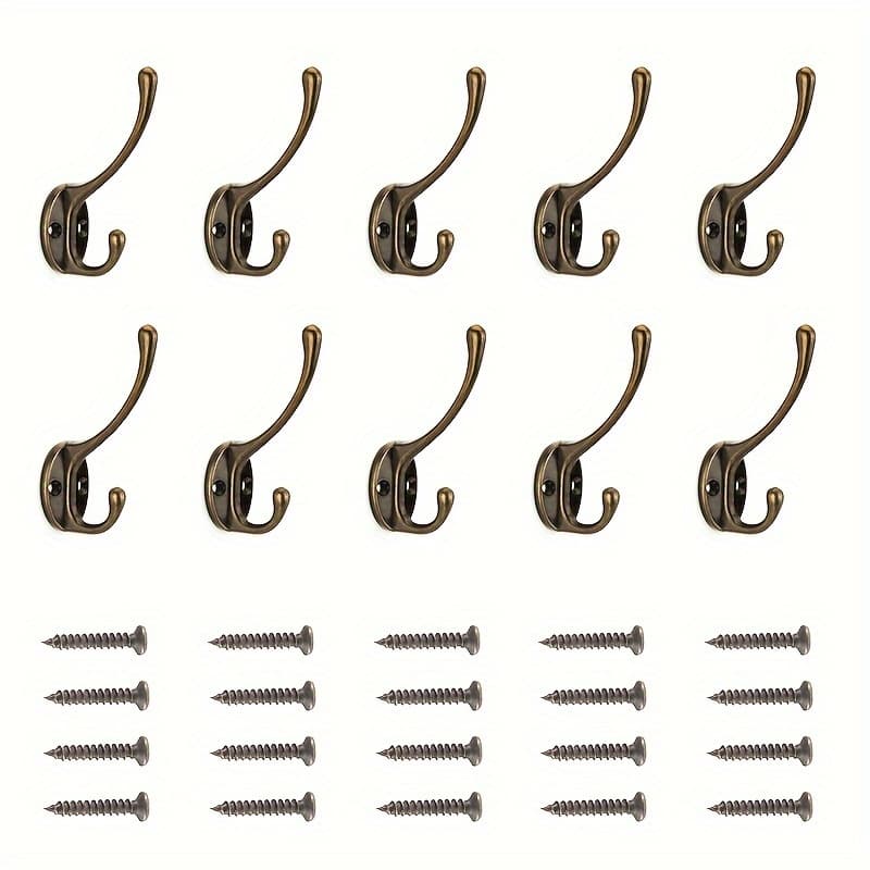 TEMU 10pcs Bronze Metal Hooks For Keys, Clothes, Hats, Bags, Shopping Bags, And Other Small Household Items