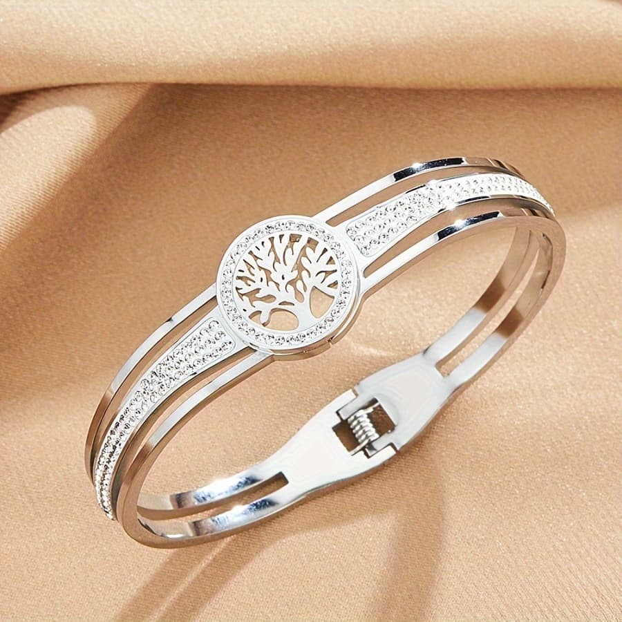 TEMU 1pc Men's Of Life Bangle Bangle Bracelet 316l 316l Stainless Steel Jewelry Holiday Gift