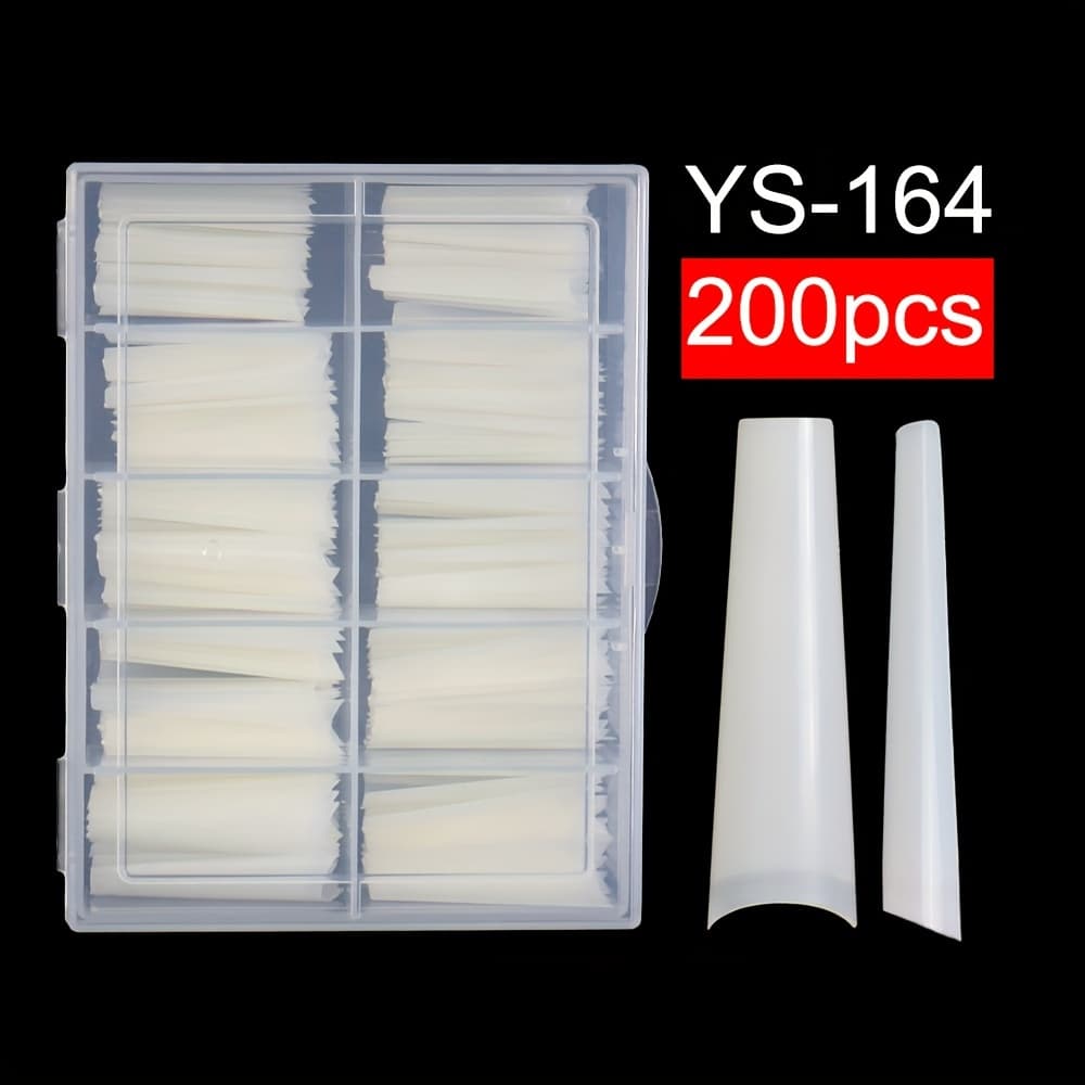 TEMU 200/500pcs Xxl Non-c Curve Straight Long Ultra-natural Transparent Salon Fake Nail Tips Half-covered Artificial Nail Heads