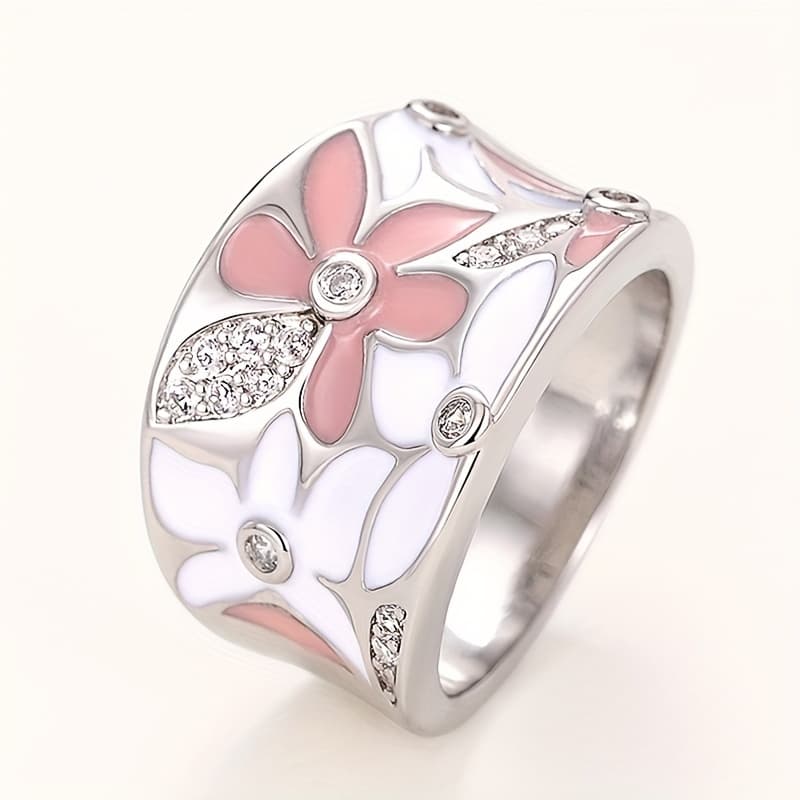 TEMU Chic And Flower Wide Ring Bohemian Style Band Clothing Accessory Ring
