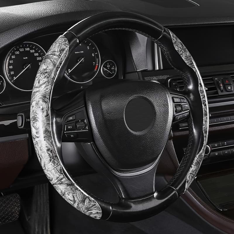TEMU New High-end Pu Leather Steering Wheel Cover, Thin Anti-slip Sweat-absorbing Premium Grip Cover, Steering Wheel Protective Cover, , Car Interior Accessory