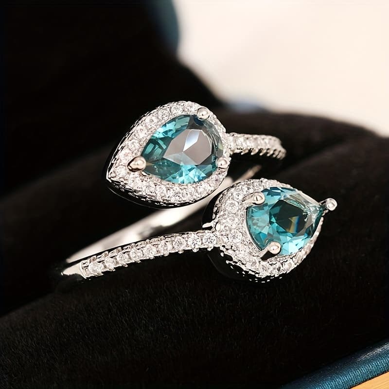 TEMU Gorgeous Light Teardrop Zirconia Ring Size Adjustable Fashion Women's Ring
