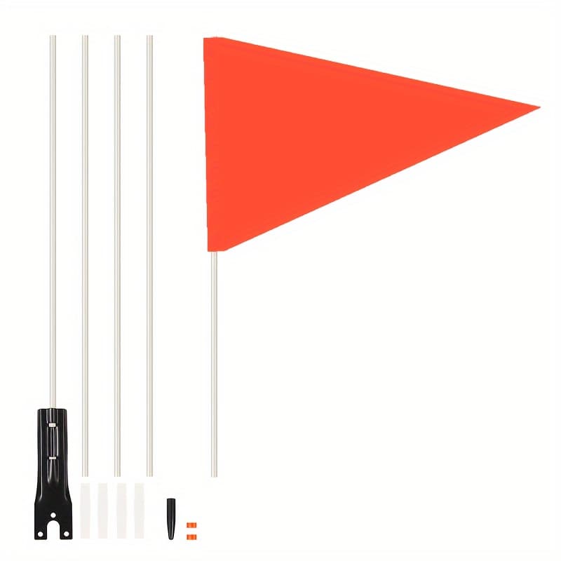 TEMU 1 Set, Bicycle /orange Flag With Adjustable Height, Heavy-duty Fiberglass Pole, Polyester Tear-resistant Flag