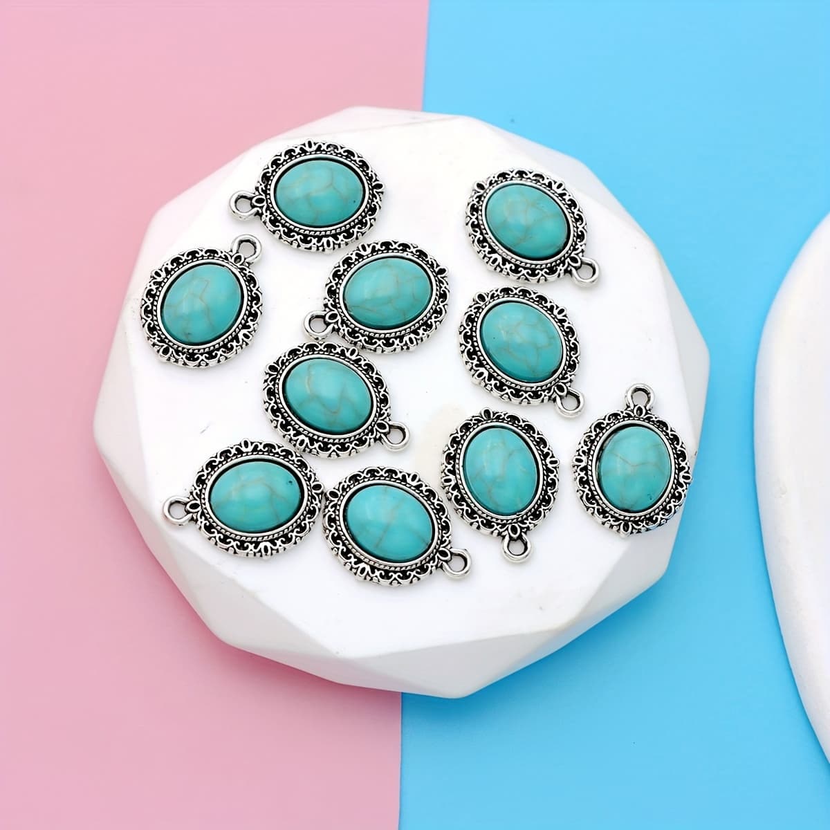 TEMU 10pcs Small Business Supplies Alloy Plated Ethnic Style Bohemia Antique Silvery Pendant Charms Necklace/earrings Pendant For Making
