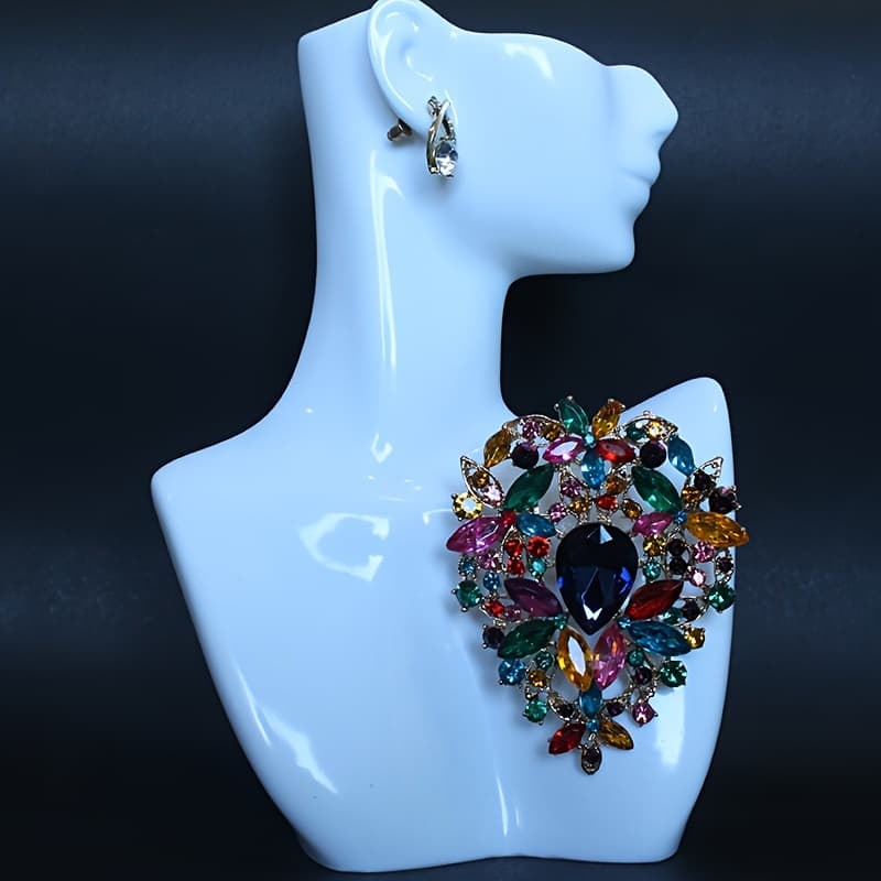 TEMU European And Large-sized Glass Brooch, Exaggerated Temperament, High- Accessories, Pin Brooch