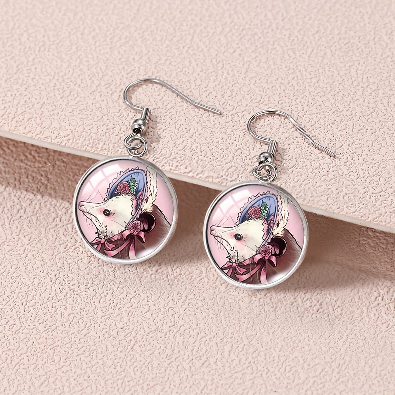 TEMU 1 Pair Fashion Creative Cartoon Hedgehog And Opossum Animal Dangle Earrings, Holiday Party Jewelry Gift For Men