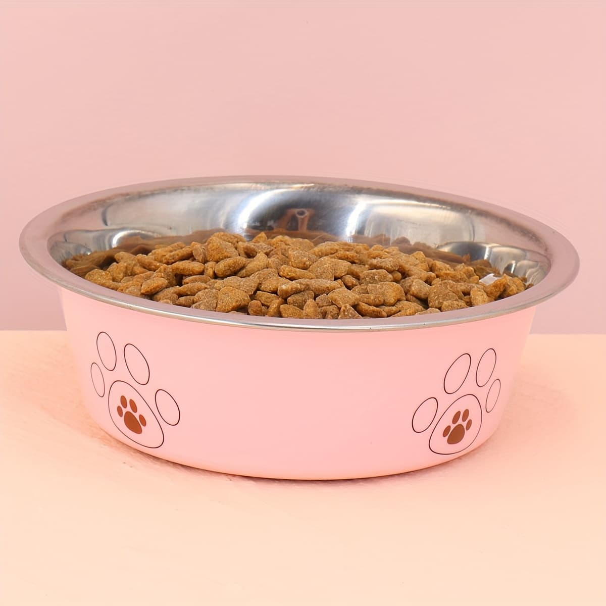 TEMU A Footprint Pet Dog Bowl, Durable Stainless Steel Bowl Suitable For Indoor And Outdoor Use