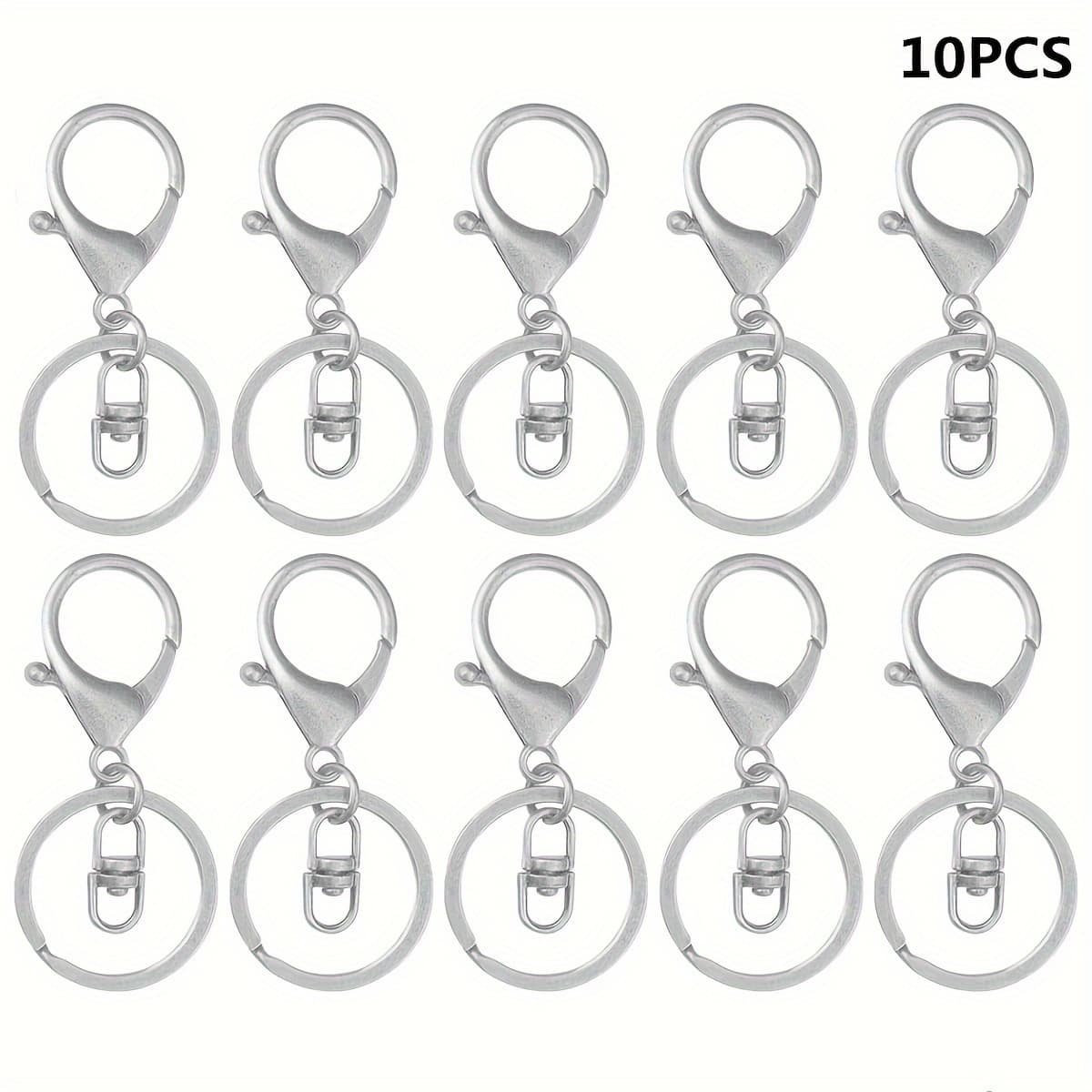 TEMU 10pcs Swivel Hook Lobster Trigger Swivel Hook Clip Key Ring Ring Key Strap Flat Split Ring Claw Keychain For Keychain Diy Women Valentine's Day Gift